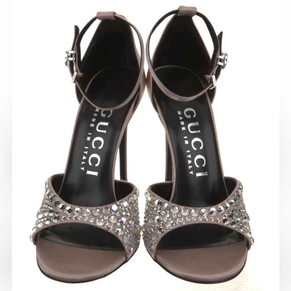 Gucci Embellished Satin Sandals - Picture 2 of 5
